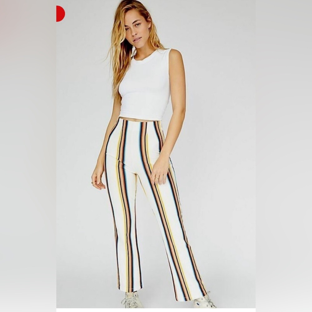 Free People Hot Shot Kick Flares multi color  Cropped‎ Flare Pants Size 4